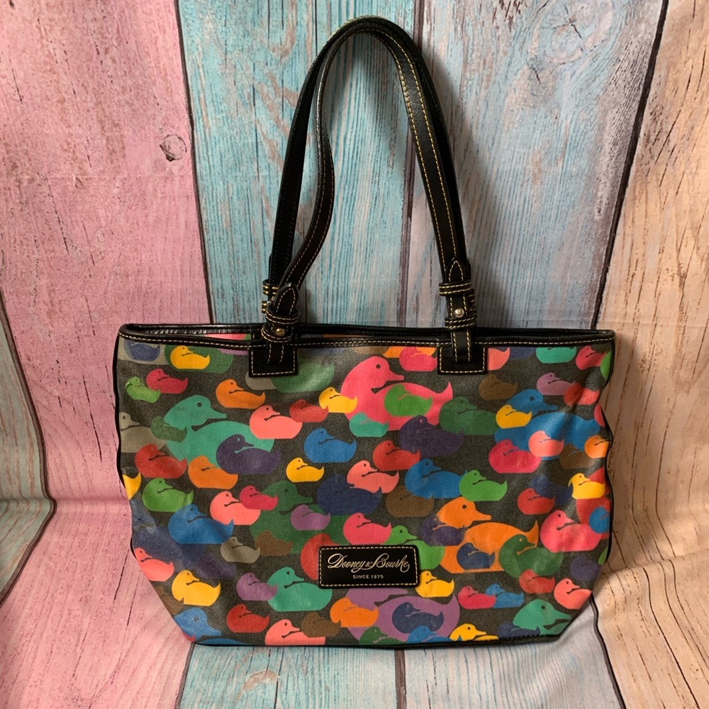 DOONEY & BOURKE Vintage Y2K “Wonder Duck” Multicolor Duck Print Rainbow Tote - Picture 4 of 14